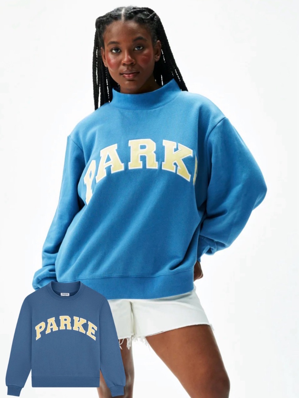 Parke Heritage Washed Indigo and Peel Mockneck Sweatshirt